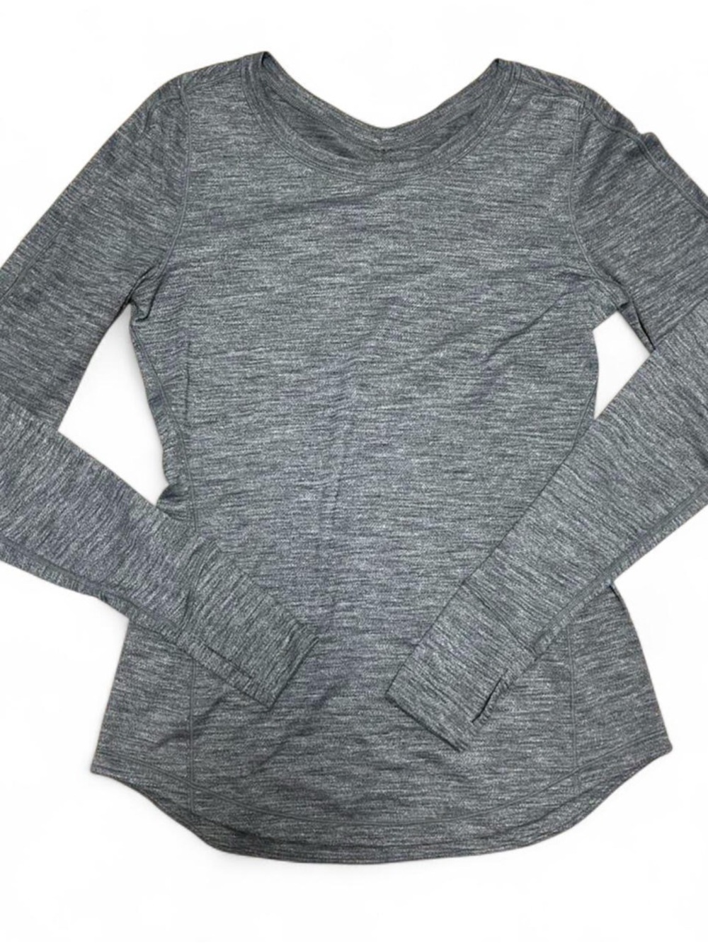Lululemon gray heather long sleeve athletic top thumbholes fitted 6